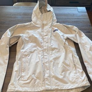 - Patagonia women's white raincoat